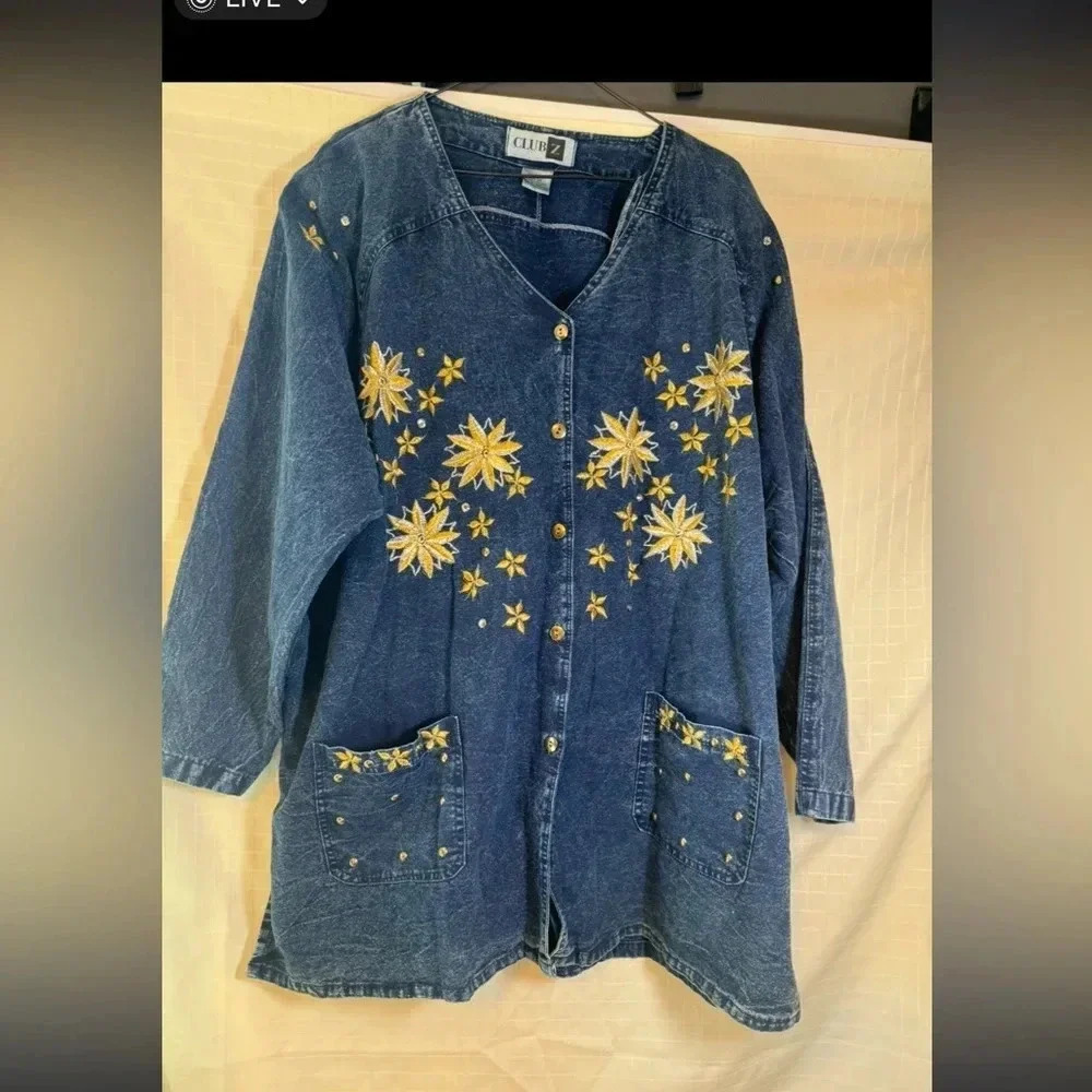 Womens denim club Z  4 X  3/4 Sleeve Shirt Jacket 26/28
